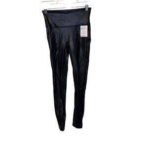 Spanx Faux Leather Leggings With Shaping Power Waistband Black  size S NWT